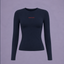 Prince x Mott navy long-sleeved top with a small red logo centred on the front.