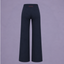 Prince x Mott navy wide leg pants with a high-rise V-shaped waistband and small red logo detail.
