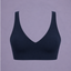 Daily Sports Bra in Midnight Navy, ghost mannequin front view showing V-neckline and wide straps