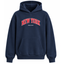 A navy blue pullover hoodie with 'NEW YORK' printed in red arched letters and 'PRINCE & HOTT' in smaller white text below it, shown on a plain white background.