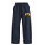 Navy blue sweatpants with a drawstring waist and 'PXM' printed in yellow on the left thigh, shown against a plain white background.